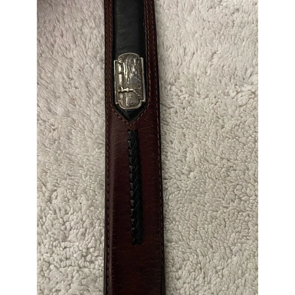 Onyx By Brighton Brown and Black Leather Silver Medallions Golf Swing Belt Sz 36
